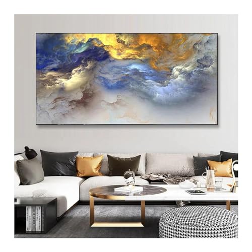 Toile nuage bleu paysage abstrait moderne affiche murale grand format déco maison 60x120cm