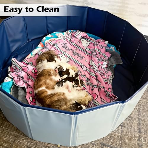 Image of Artilife Dog Whelping Box,Dog Whelping Box Pool,Whelping Box for Dogs Birthing,Welping Box Whelping Pen Whelping Box for Puppies Whelping Supplies (Grey, 39 inch Dia.x12 H)