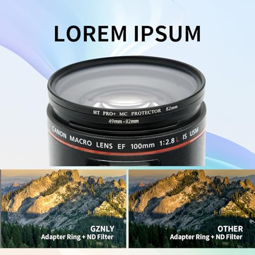 Anillo adaptador step-up de 49 a 82 mm, anillo para filtro de 49 mm a 82 mm para montura de lente de 49 mm y 82 mm para lentes DSLR y filtros ND, UV, CPL e IR (49-82 mm) miniatura 3