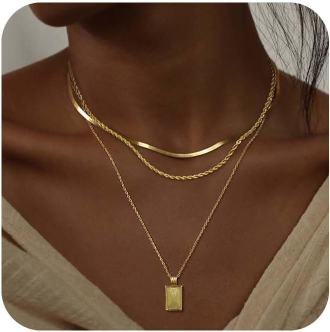 Trendy Layered 14K Gold-Plated Silver Necklace Set with CZ Diamond Circle Pendants