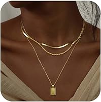 Kyerlyn Layered 14K Gold Plated Necklaces for Women - Stackable Silver Chain Diamond CZ Pendant Set, Hypoallergenic Trendy Layering Jewelry Gifts