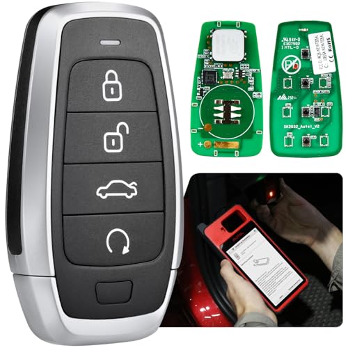 Autel Original Blank Key IKEYAT004CL 2026 Programmable Universal Key Fob Replacement 4-Button OE-Quality Dual-Band 130FT Remote Work w/ KM100 Scan Tool