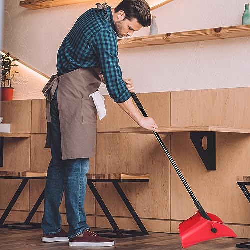 Weewooday 8 Pieces Commercial Lobby Dustpan Plastic Upright Dust Pan with Long Handle Metal Upright Dustpan Heavy Duty for Restaurants Commercial Lobby Garage Home and Outdoors Use (Red) by Weewooday - Image 6