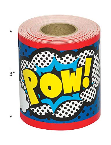 Teacher Created Resources Superhero Straight Rolled Border Trim - 50ft - Decorate Bulletin Boards, Walls, Desks, Windows, Doors, Lockers, Schools, Classrooms, Homeschool & Offices