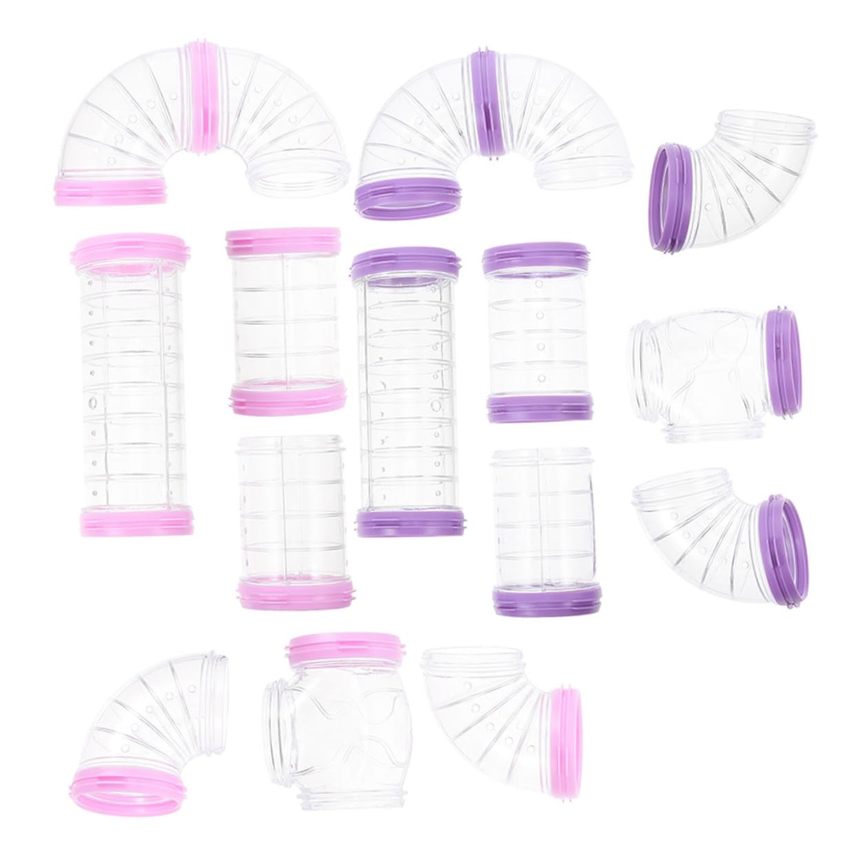 16 Stück Teiliges Hamstertunnel DIY Transparente Verbindungsrohre Erweiterbar für Hamster und Kleintiere Passend als Käfigzubehör Leicht Montierbar Fördert Bewegung und Räumliches