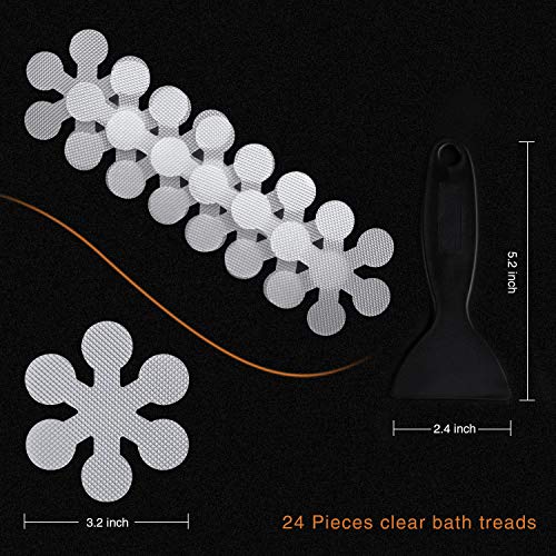 Secopad Bathtub Stickers Non-Slip, 24 Pcs Safety Shower Treads Adhesive Appliques With Premium Scraper #TOP3