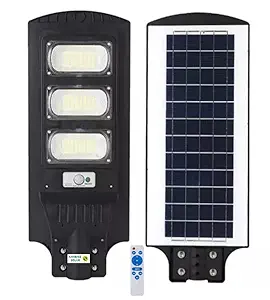 Solar Street Light All in One - Automatic Operations with Motion Sensor and IP65 Waterproof for Outdoor Use - Black (60Watt) Enclosure Material:Plastic Size:60W