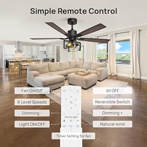 Consciot 52 Inch Ceiling Fans With Lights Remote, Modern Farmhouse Caged Ceiling Fan, Reversible Motor, 5 Double Finish Wood Blades, Rustic Ceiling Fan For Porch, Living Rooms, Bedroom, Hunter Black Consciot 52 Inch Ceiling Fans With Lights Remote Modern Farmhouse Caged Ceiling Fan Reversible Motor 5 Double Finish Wood Blades Rustic Ceiling Fan For Porch Living Rooms Bedroom Hunter Black