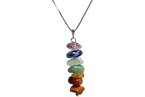 925 Sterling Silver Chakra Necklace with Genuine Brazilian Gemstones