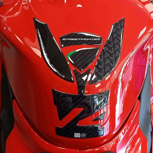 Tankpad Motorrad 3D Aufkleber kompatibel mit Ducati Streetfighter V4 V4S 2025 FARBE: Karbon