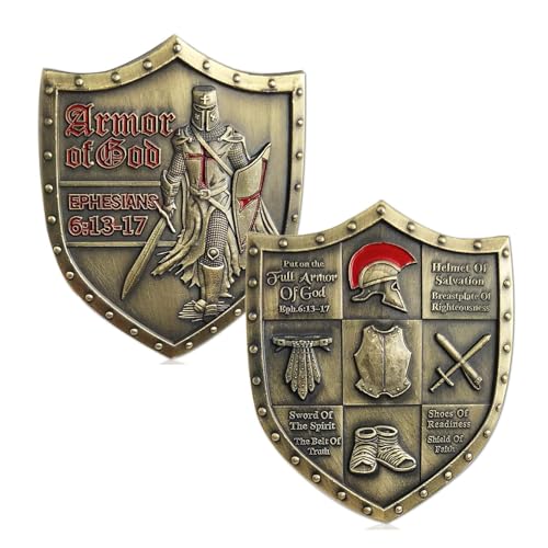 Put On The Whole Armor of God Challenge Coin Eph 6:13-17 3D Religious Collectible Coin (Single Coin)