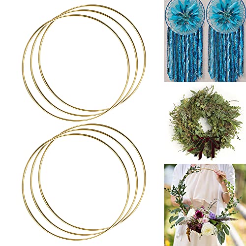 6 pièces 20cm Grands cerceaux en métal Bagues d’artisanat floral en acier Silver Metal Macrame Hoops Steel pour faire décor couronne de mariage, Dream Catcher et Macrame Wall Hanging Craft Cover
