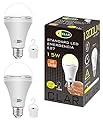 CLAR - Lampadina Ricaricabile 15W a Batteria, Lampade Senza Corrente, Luci per Gazebo e Mercatini, Senza USB (Pack 2)