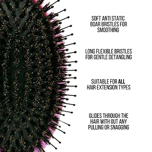 Simply Hair Ultimate Hair Extension Brush & Detangler Anti-Static, Dual Bristle Design, Soft Boar Bristle, Great for All Hair Types & Extensions - Pink & Purple Ombre Brush Ideal for Adults & Kids - Image 4