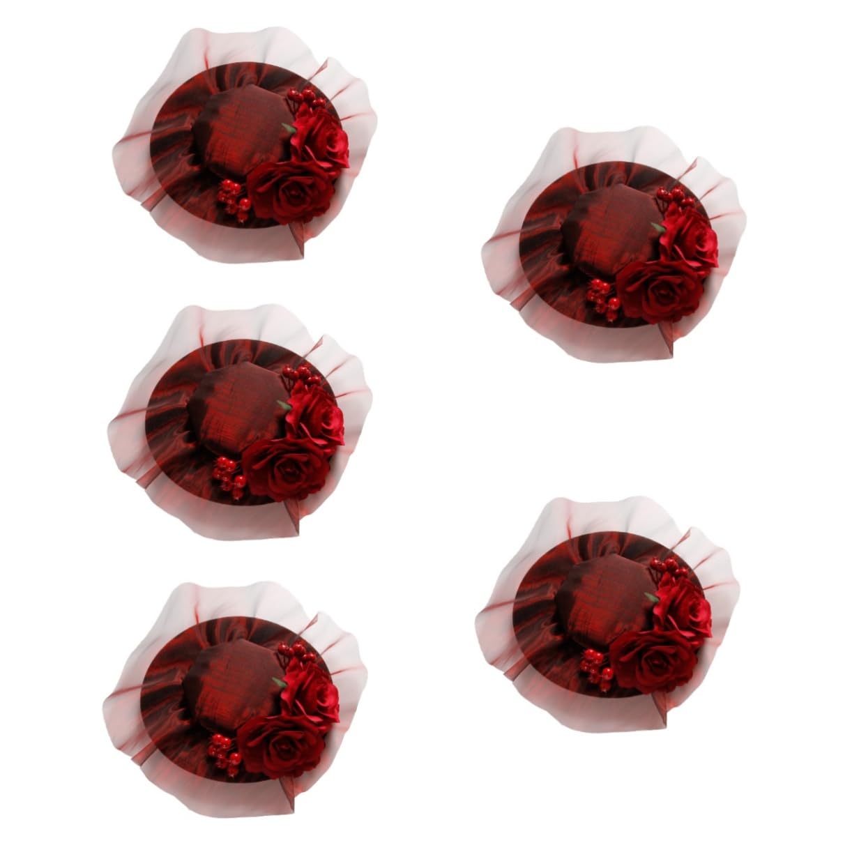 SOIMISS 5piezas Sombrero De Fiesta Decorativo De Novia Rosas Rojas Elegante Gorro De Top Hat Para Eventos Festival y Fiestas De Té