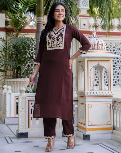 Image of SKYLEE Rayon Chikankari Embroidery Anarkali Kurta Set with Dupatta