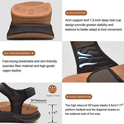 Image of ONCAI Walking Sandals Women,Arch Support Hiking Sandals with Orthotic Outdoor Footbed for Plantar Fasciitis,Water Athletic Platform Sandalias Mujer with 3 Adjustable Strap (US Size 6-12)