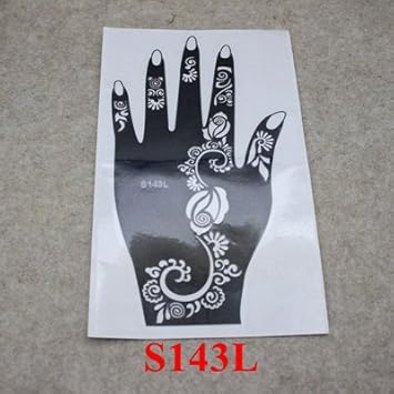 Generic S143l 1pcs Hand Large Henna Tattoo Stencils For Body Paint Flower Glitter Airbrush Mehndi Indian Henna Tatoo Templates Stencil 21 12cm Amazon In Beauty