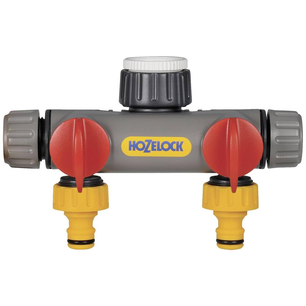 Hozelock - Conector para Grifo Exterior 2 Salidas con racord Universal.