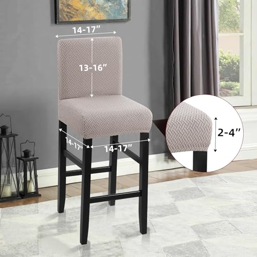 Image of YISUN Waterproof Bar Stool Covers, Stretch Pub Stool Chair Cover Removable Washable Counter Stool Covers Bar Stool Slipcovers for Kitchen, Pub, Dining Room (4 Pack, T-Khaki)