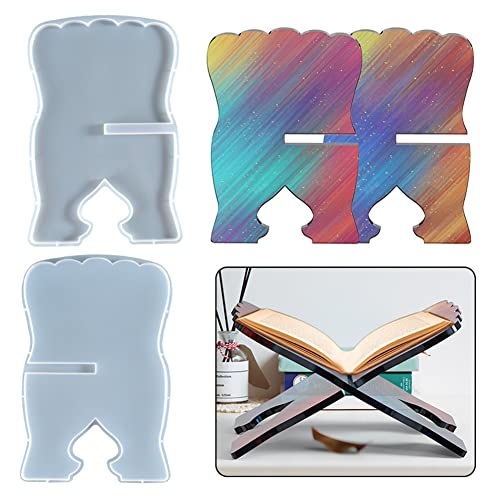 BYNYXI Quran Holder Silicone Mold, DIY Book Stand Silicone Resin Mold Bookshelf Epoxy Molds Reusable Book Holder Mold Resin Molds for Making Epoxy Crafts-30cmx20cmx0.8cm Cover