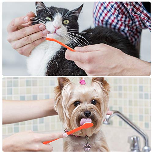image for EASYA Double Headed Pet Dog Toothbrush for Small Dogs/Soft Bristles Pu