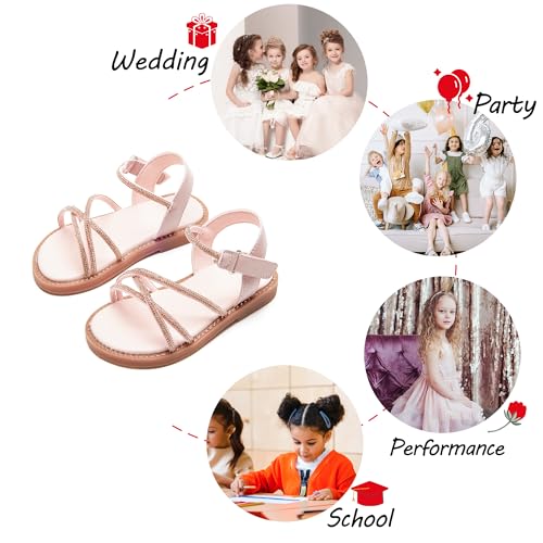 Image of PHIRAMIN Toddler Flower Girl Sandals - Girl Dress Shoes Toddler Little Kid Wedding Party