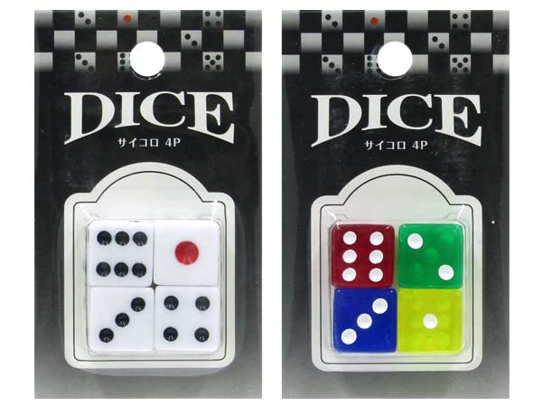 Amazon | サイコロ ダイス DICE 6面体【白サイコロ/4個】【カラー