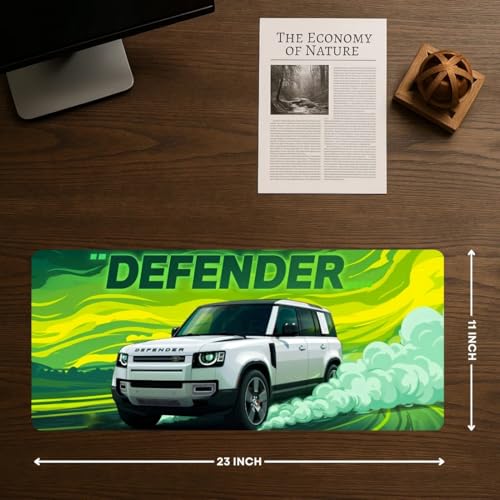 Image of Moto Edition Desk Mat 23x11 Inch - Racing-Themed Keyboard & Mouse Pad for Office, Home & Gaming | Non-Slip Rubber Base, Waterproof Surface, Supercar & Bike Inspired Table Mat (Defend-er)