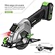 GALAX PRO Akku Kreissägen, 20V (2,0 Ah Akku mit Ladegerät) Laserführung, 2 x Kreissägeblatt-Ø115mm, 3400RPM, 45° einstellbarer Neigungswinkel
