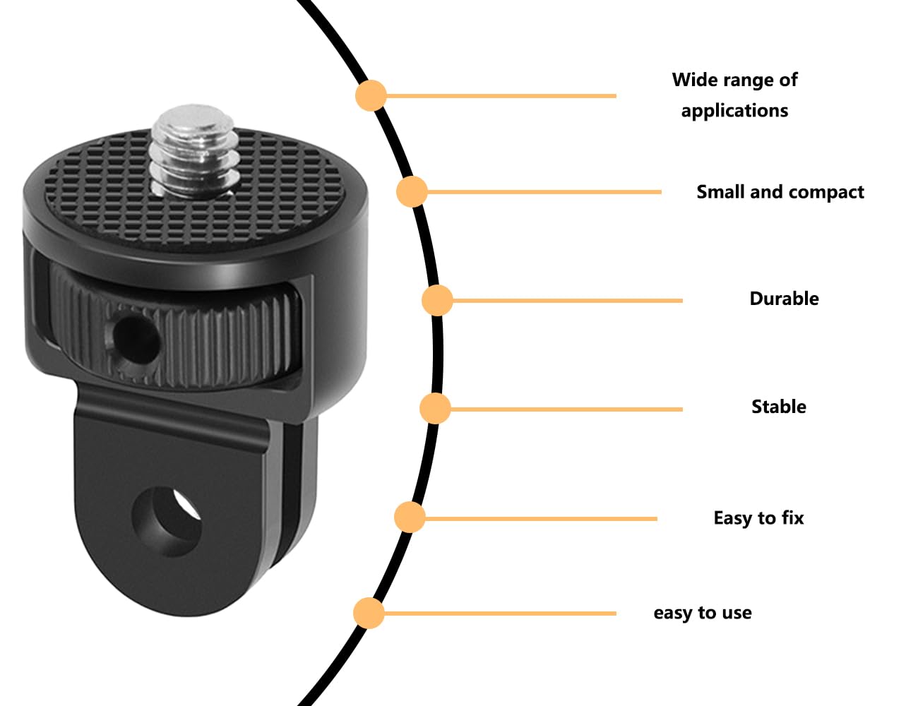 KAPSING 1/4 inch Rotation 360° Tripod Mount Thread Adapter Camera Accessories Compatible with Gopro Helmet Mount Motorcycle Compatible with Insta 360 x2 x3 and Other Action Cameras