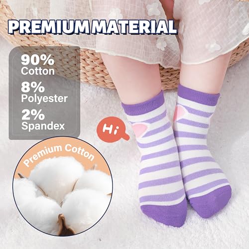 Image of ANTSANG Baby Girls Toddlers Grips Socks, Kids Unicorn Crew Cotton Socks