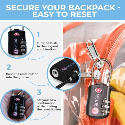 Image of SHYLERO Clear Backpack Heavy Duty has TSA Lock, 2-WAY Zipper. PVC Transparent Backpack Is Extra Large - H18''xW14''xD8 - Orange