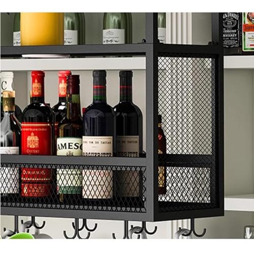 Soporte para botellas colgante de hierro 80x30x40cm negro miniatura 6