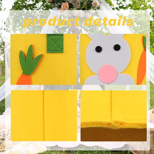 Image of Felt Easter Bunny Basket for Easter Basket Canvas Tote Bunny Basket Egg Hunt Bags,Egg Hunts and Candy Surprises(Yellow)