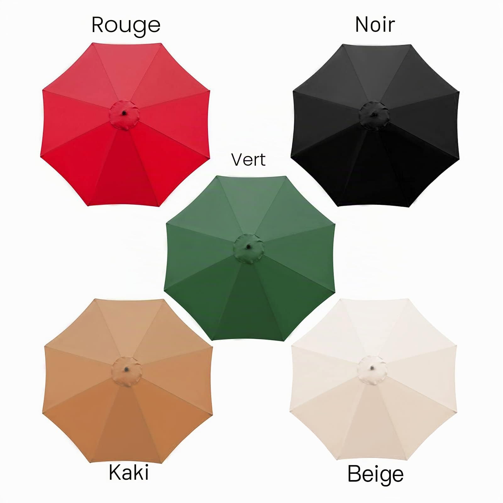 SMLJFO Housse de rechange pour parasol, 8 baleines, 3 m, imperméable, anti-UV, tissu de rechange, kaki