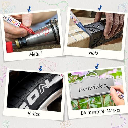 Permanent Marker Wasserfeste Stifte set:8 Dual Tip Steine Bemalen Glasmalstifte Permanent Marker Fein Lackstift Glasstift für Basteln,Karton, Kunststoff, Holz, Metall,Keramik,Tasse,Reifen,Glas,Plastik