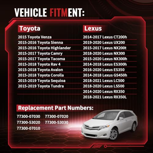 Image of Gas Cap Fuel Cap 77300-07030 77300-53030 for 2014-2021 Toyota Venza Highlander Sienna Tacoma Camry RAV4 Corolla Avalon Tundra Sequioa Prius C-HR, Lexus CT200h ES300h ES350 GS450h NX300h RX350