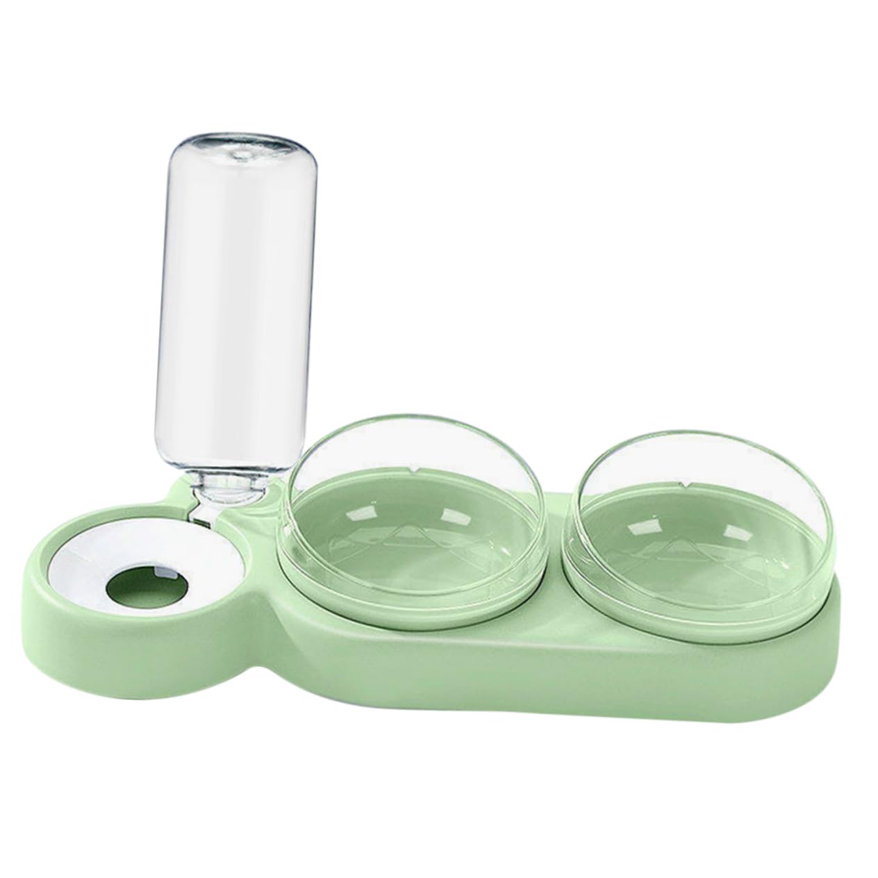 Gamelle Double Surélevée pour Chat, Inclinée, Anti-déversement, 1 Set | Plastique Vert Clair, Antirouille, Usage en Alimentation Animale, Format Pratique pour Chats