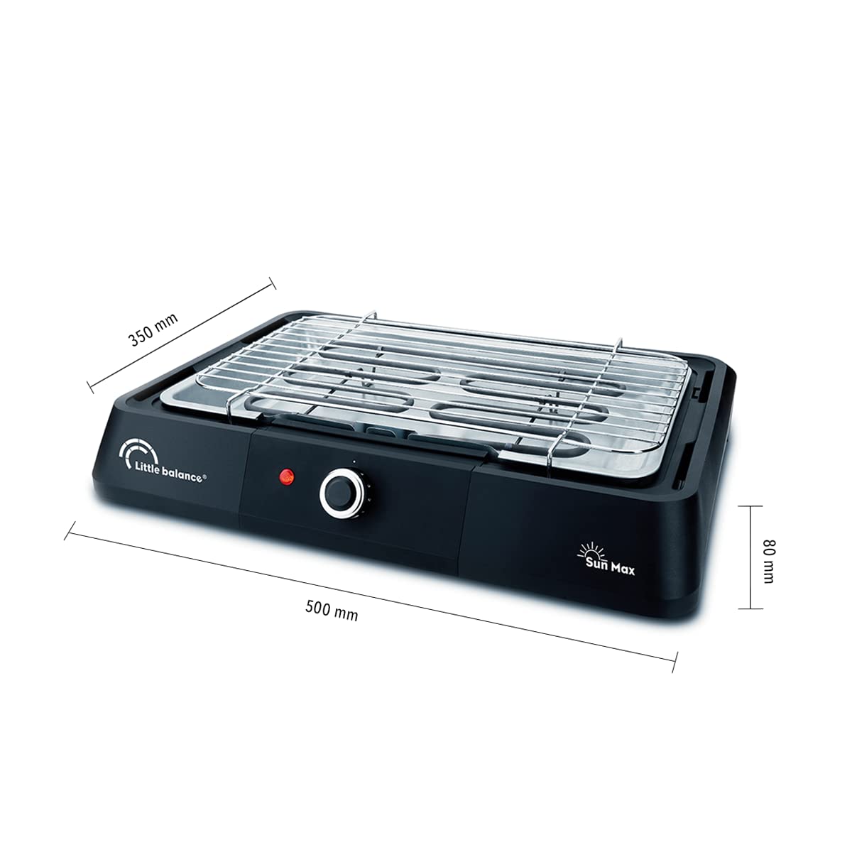 LITTLE BALANCE 8572 BBQ Sun Max, Barbecue elettrico da tavolo, 5-7 persone, superficie XXL, 2200 W, nero