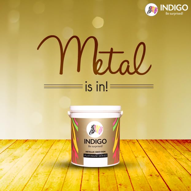 Image of Indigo Metallic Emulsion Platinum Series - Sparkling Metallic Texture Wall Paint | Water-Based | Anti-Fungal & Algae Resistant | Interior & Exterior Use 500 ml Fire Red
