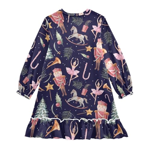 Aflyko Christmas Xmas Girls Dresses Long Sleeve Novelty Playwear Midi Sundress2