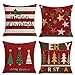 TSKDKIT Świąteczne poszewki na poduszki 45 x 45 zestaw 4 poszewek na poduszki kwadratowe poszewki na poduszki ozdobne czerwona poszewka na poduszkę 45 x 45 cm poszewka na poduszkę na Boże Narodzenie dekoracja