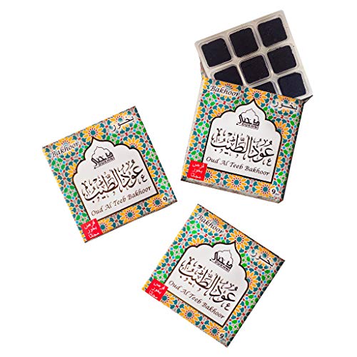 Dukhni Oud Al Teeb Bakhoor Ø¹ÙˆØ¯ Ø§Ù„Ø·ÙŠØ¨ Ø¨Ø®ÙˆØ± (3 Box x 9 Pieces of Bakhoor Each). Authentic Arabic Oud Bakhoor. Perfect for Prayer, Meditation, Relaxation & Chanting