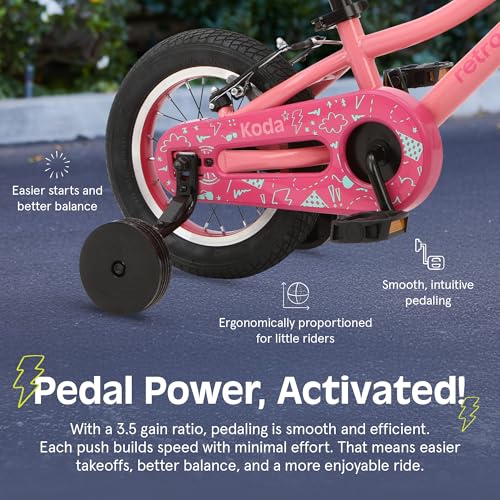 Image of Retrospec Koda Plus Kids Bike for Boys & Girls Ages 2-3 Years - 12 inch Children's Bicycle, Adjustable Seat & Handlebars, Removable Training Wheels, Front Hand Brakes, Rear Coaster Brake & Safety Bell