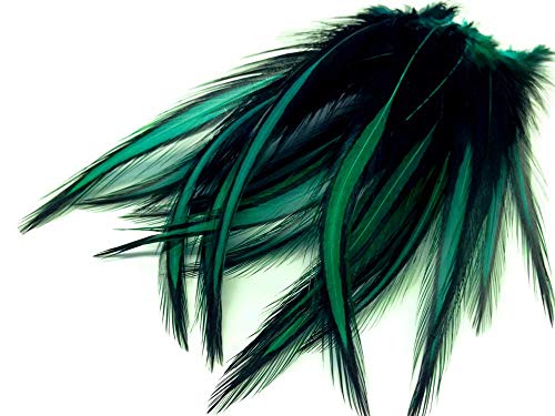 10 Pieces - Peacock Green Laced Long Rooster Cape Feathers Fly Tying Whiting BLW Rooster Saddle | Moonlight Feather