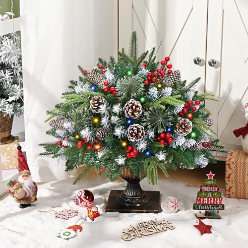 Pots de fleurs pré-éclairés de Noël avec lumières intégrées étanches