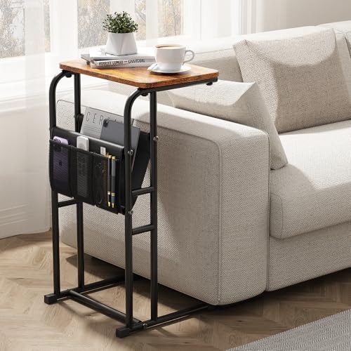 Olldide C-Shaped End Table with Pockets