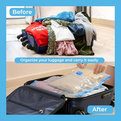 Image of Lifelong Vacuum Storage Bags for Clothes | Pack of 5 space saver vacuum bags with electric pump & manual hand pump | reusable airtight compression bags for blankets, quilts, travel, wardrobe storage