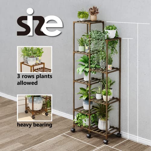 Bamworld Plant Stand With Wheels For Tall Flower Shelf (9 Pots Ww) #TOP4